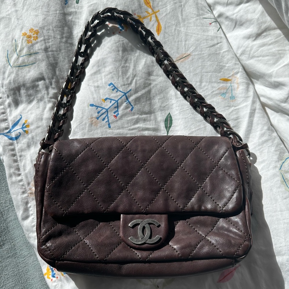 Chanel Brown Calfskin/Lambskin Shoulder Bag